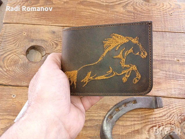 Ръчно изработен мъжки кожен портфейл , снимка 6 - Портфейли, портмонета - 53693796