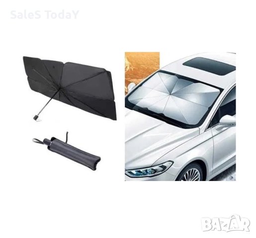 Сенник за предно стъкло, Слънцезащитен сгъваем чадър за предно стъкло с калъф, снимка 3 - Аксесоари и консумативи - 41370040