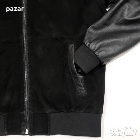 ZARA MAN Bomber Мъжко Кожено Яке Бомбър Естествена Кожа Велур M-L, снимка 2 - Якета - 53598159