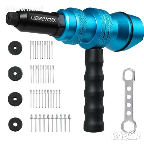 Адаптер за нитовател Libraton за електрическа бормашина с дръжка за нитове 2.4 мм-4.8 мм НОВО