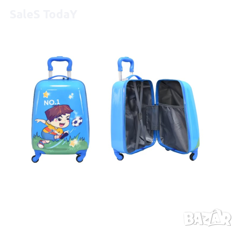 Детски куфар, Чанта на колела, 4 колелца и телескопична дръжка, снимка 4 - Кенгура и ранички - 44711107