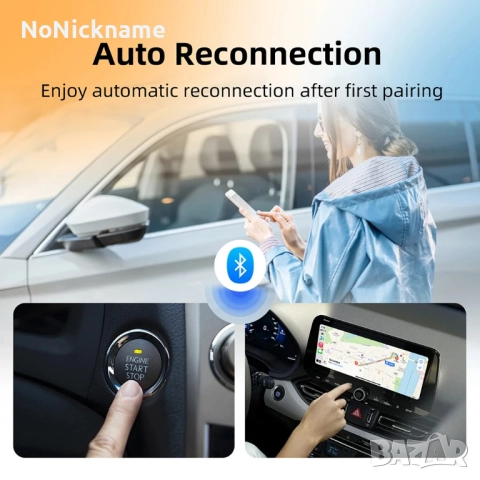 Нов безжичен CarPlay, Android Auto адаптер USB донгъл Smart Mini Box Plug and Play универсален, снимка 6 - Аксесоари и консумативи - 52442759