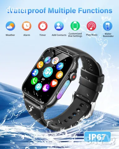 Смарт часовник за Android/IOS, фитнес тракер, отговор/осъществяване на повикване, водоустойчив-черен, снимка 7 - Смарт часовници - 48234977