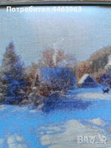гоблен ,, Зимен ден", 33/20 см, снимка 5 - Гоблени - 51278761