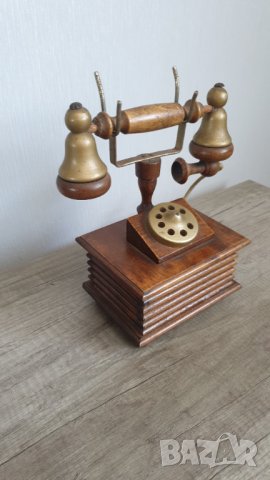 Стара дървена кутия за бижута във формата на телефон, снимка 7 - Колекции - 41856901