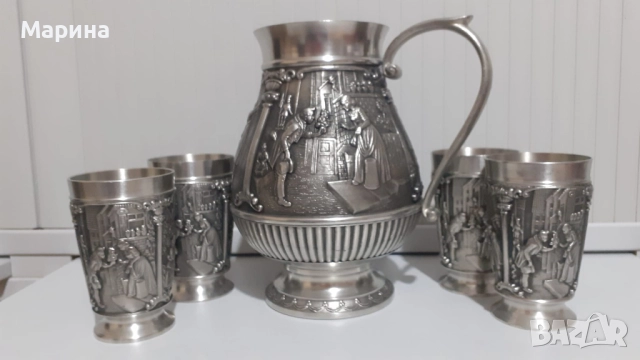 Комплект за вино и ракия от калай Antik*Vintage #92