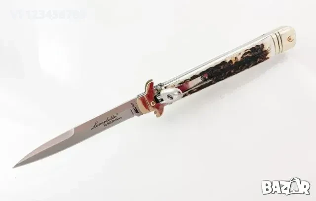 Сгъваем автоматичен нож - стилето , с чирени от еленов рог, 85x195, снимка 4 - Ножове - 50495677