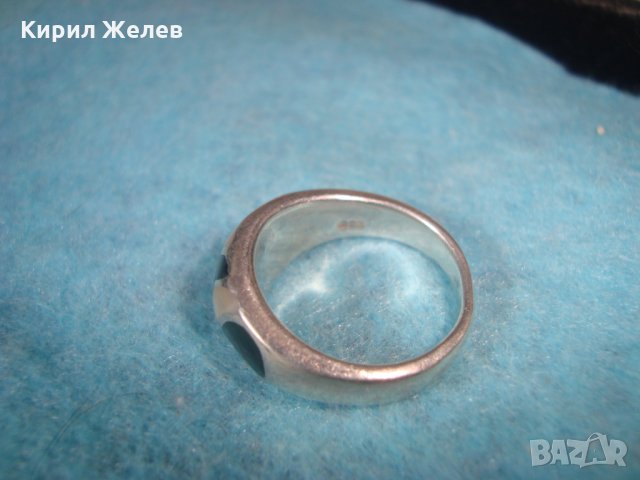 СТАР СРЕБЪРЕН ПРЪСТЕН СРЕБРО 925 АНГЛИЯ с ЧЕРЕН ШЛИФОВАН ОНИКС РЪЧНА АРТ ИЗРАБОТКА 25834, снимка 15 - Пръстени - 35747943