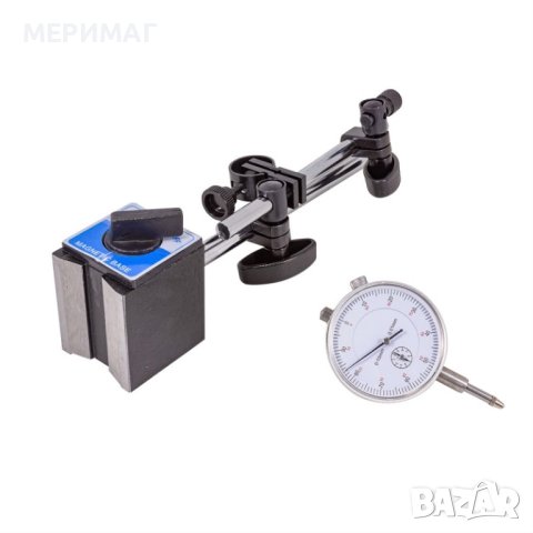 Индикаторен часовник с магнитна стойка 0-10мм, снимка 1 - Други инструменти - 41599365