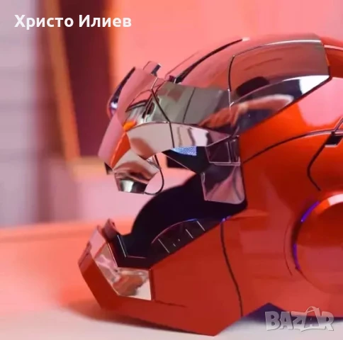 Реалистична Светеща маска на Железния човек Iron Man Marvel Моторизирана с гласови команди, снимка 2 - Друга електроника - 51286614