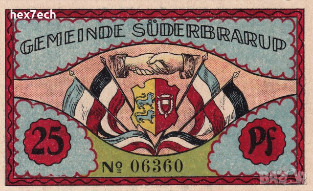 ❤️ ⭐ Германия Süderbrarup 1920 25 пфенинга UNC нова ⭐ ❤️, снимка 3 - Нумизматика и бонистика - 52903637