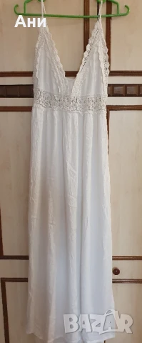 Дълга бяла памучна рокля, размер S, снимка 2 - Рокли - 51414013