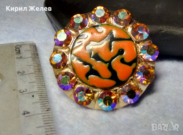 ЕМАЙЛИРАНА ПОЗЛАТЕНА ВИНТИДЖ СТИЛ БРОШКА с БЛЕСТЯЩИ БОХЕМСКИ КРИСТАЛИ 20348, снимка 3 - Други - 51279600