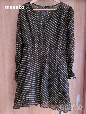 Khujo - черна рокля със златни нишки, снимка 2 - Рокли - 41670798