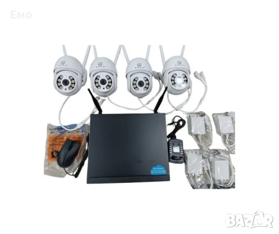 Безжичен WiFi комплект с 4 камери 4К Ultra HD+DVR за видеонаблюдение, снимка 2 - IP камери - 47709814