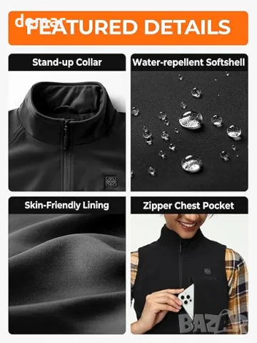 ORORO Дамска отопляема софтшел жилетка с Power Bank, черна, размер М, снимка 5 - Жилетки - 47439960