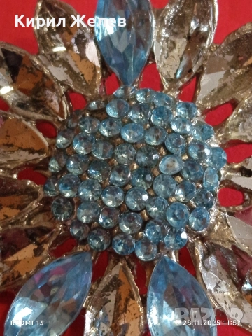 Брошка с форма на цвете със тюркоазени камъни 34514, снимка 3 - Други - 52571667