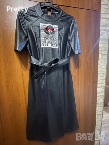 Кожена рокля ДЖОФРА-ХS размер, снимка 3 - Рокли - 44150470