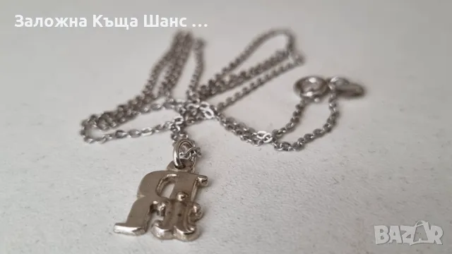 Сребърно синджирче с висулка буква R, снимка 3 - Колиета, медальони, синджири - 47447662