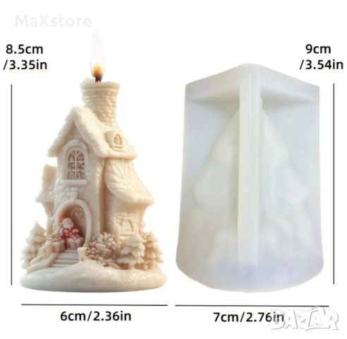 3D Голяма къща къщичка с дядо Коледа Силиконов молд за свещи гипс сапун смола , снимка 3 - Форми - 52005347