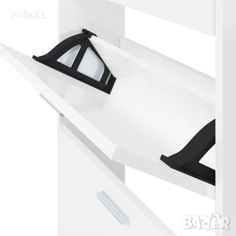 vidaXL Шкаф за обувки, бял гланц, 59x17x108 см, инженерно дърво, снимка 8 - Шкафове - 56147104