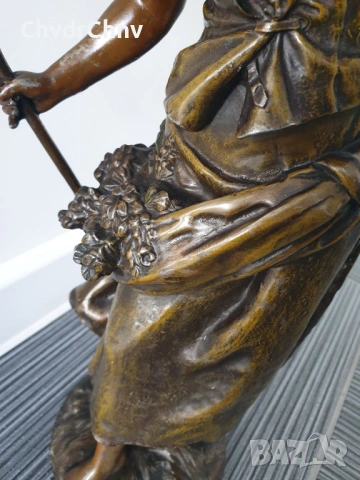45см-3кг Moreau ЦAM статуетка/стара френска скулптура/фигура на жена-жътварка, снимка 8 - Статуетки - 53480960
