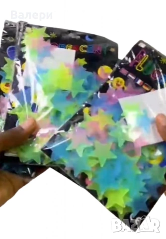 Светещи фигурки за стена – звезди и луни в цветен микс, снимка 3 - Детски нощни лампи - 53206201