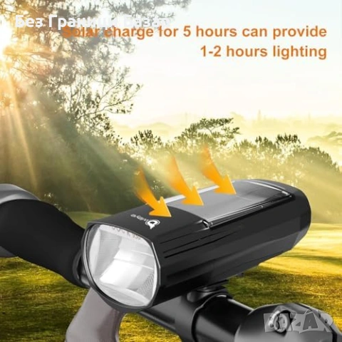 Нов Комплект LED велосипедни светлини 2400mAh USB+Solar 2 режима фар стоп, снимка 6 - Аксесоари за велосипеди - 53573221