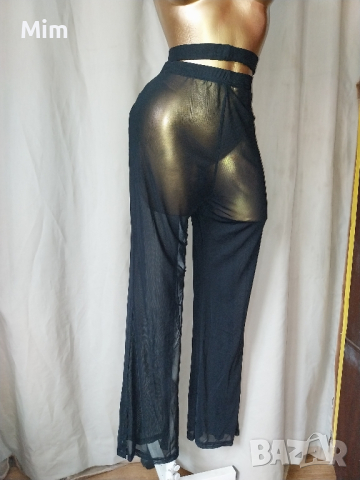 XL/ XXL Черен еластичен, ефирен панталон , снимка 5 - Панталони - 44773369