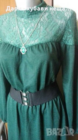 Рокля в зелено, с дантела👗🍀S,M,L👗🍀арт.3053, снимка 2 - Рокли - 33888154