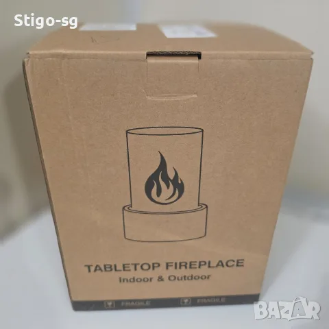 ЧИСТО НОВА Настолна Биокамина (Tabletop Fireplace) – Черен Цвят, Пълен Комплект