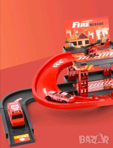 Паркинг на две нива с колички и хеликоптер, снимка 2 - Коли, камиони, мотори, писти - 42522458