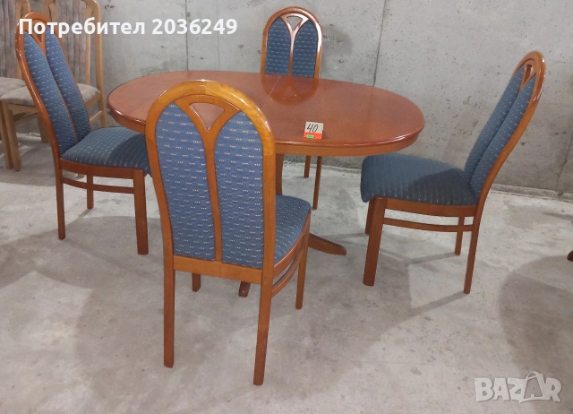 Комплект масивна разтегателна маса с 4 стола, снимка 4 - Маси - 53394687