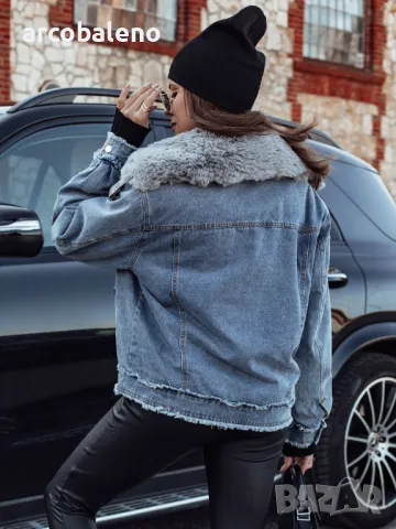 FURDENIM Дамско дънково яке с косъм , снимка 4 - Якета - 47709772