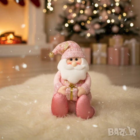 Плюшена играчка Дядо Коледа – седяща коледна декорация в сив или розов вариант, снимка 3 - Други стоки за дома - 52134218