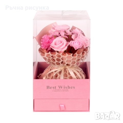 Луксозен букет от вечни цветя с декорация в подаръчна кутия с чекмедже, снимка 5 - Декорация за дома - 41946228