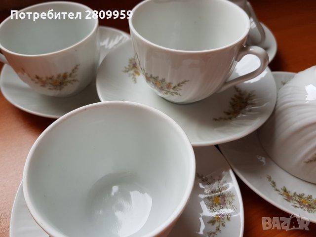 Чаши за чай с чинийки с декор Мащерка, снимка 2 - Чаши - 35823733