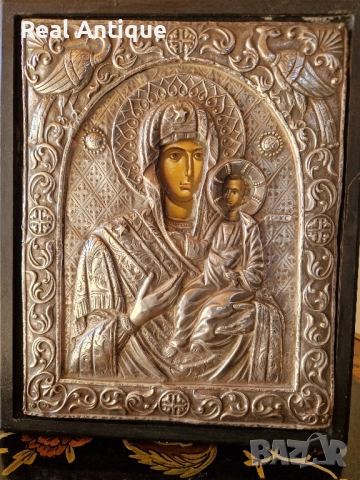 Чудесна антикварна сребърна икона със сертификат и маркировка , снимка 3 - Икони - 51686618