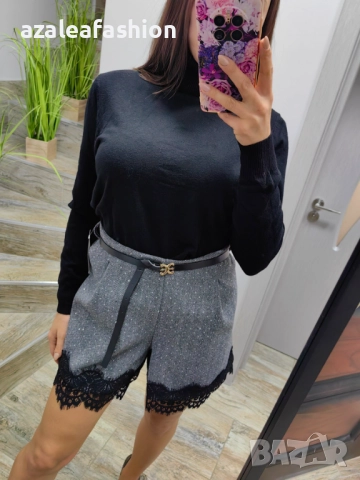 Дамски панталонки с колан и камъни, снимка 2 - Къси панталони и бермуди - 52672514