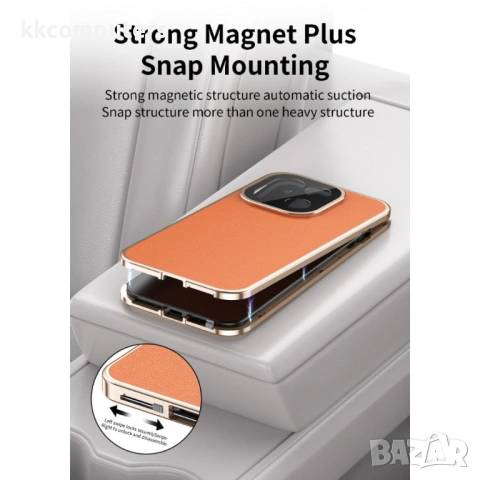 Магнитен калъф с закалено стъкло и кожен гръб за OnePlus 15 5G, снимка 8 - Калъфи, кейсове - 53703360