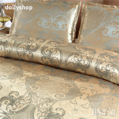 Комплект от 4 Части Жакард Сатен в Златно