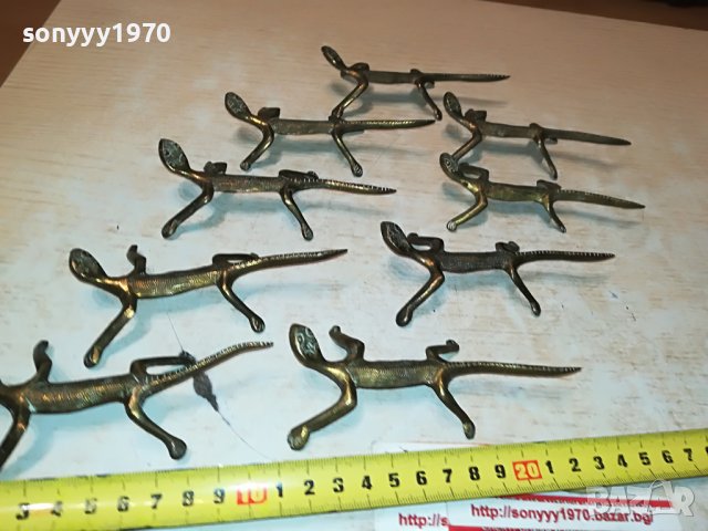 МЕД МЕСИНГ 9бр ФИГУРИ САЛАМАНДЪР ОТ ФРАНЦИЯ М0406230721, снимка 4 - Антикварни и старинни предмети - 40950412