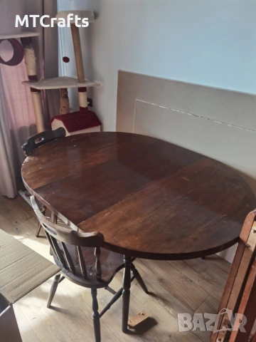 Голяма масивна маса 110-150 см разтегателна за кухня или работа