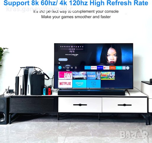 8K 60Hz HDMI ARC превключвател, 5 входа 1 изход 2.1 HDMI, снимка 3 - Приемници и антени - 40958565