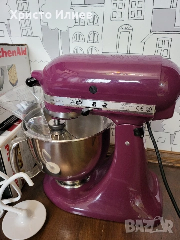 Планетарен миксер KitchenAid Artisan 5KSM150 с месомелачка комплект, снимка 14 - Миксери - 53229328