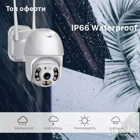 Безжична външна въртяща с 2 антени WIFI Full HD IP camera камера 5MP, снимка 6 - IP камери - 36328363