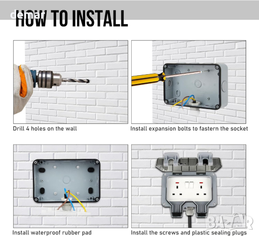 JMEST LEAD Водоустойчив външен двоен контакт 13A 2-канален с 10 метра удължител, снимка 6 - Други стоки за дома - 44761461