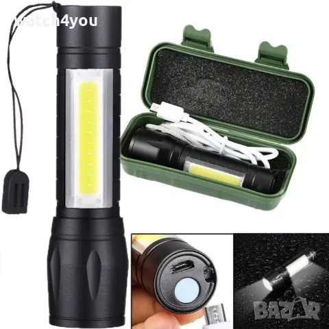 НОВ LED ФЕНЕР С 3 РЕЖИМА ПРЕЗАРЕЖДАЕМ USB КАБЕЛ.ДЖОБНО ФЕНЕРЧЕ ФЕНЕРИ FLASHLIGHT FENERCHE FENER ТОП, снимка 2 - Къмпинг осветление - 48496028