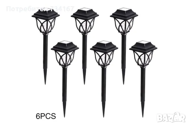 Комплект  6 броя соларни лампи за осветяване на алеи и пътеки в градината H LED32, снимка 5 - Соларни лампи - 49719013