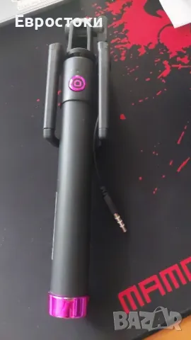 Ръчен кабелен компактен селфи стик за смартфон. Черно-розово, лилаво, снимка 7 - Селфи стикове, аксесоари - 48456681